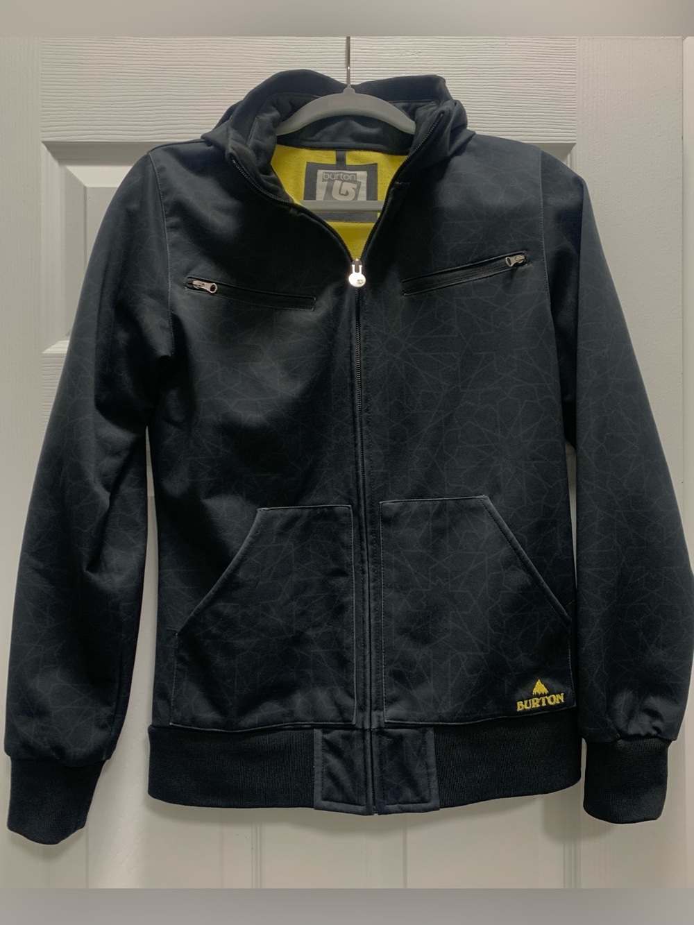 Burton Black Hooded Lightweight Jacket with Yellow Lining